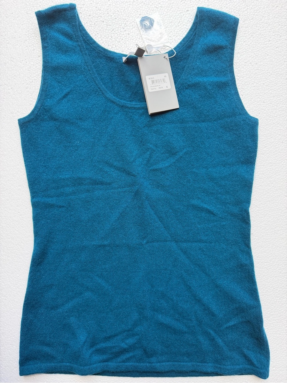 Neiman Marcus Teal Cashmere Scoop Neck Tank Top - Women's